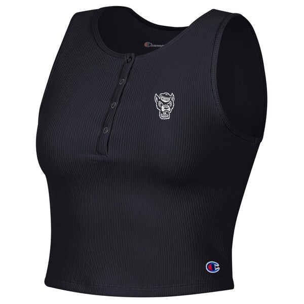 Black Ladies Sleeveless Ribbed Henl
